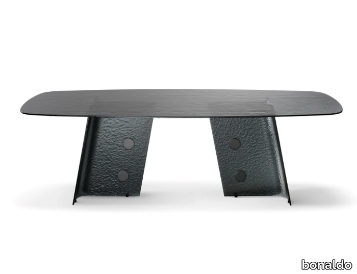 BOTÓN - Barrel-shaped tempered glass table _ Bonaldo