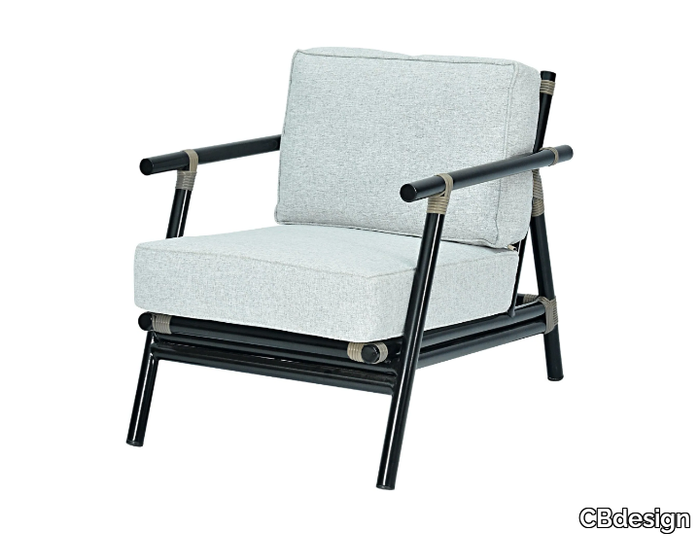 LOMBOK - Olefin fiber garden armchair with removable cover with armrests _ CBdesign