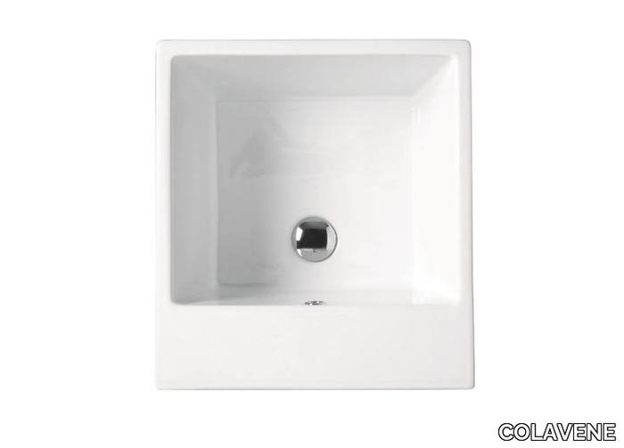 VOLANT - Square single ceramic washbasin with overflow _ COLAVENE