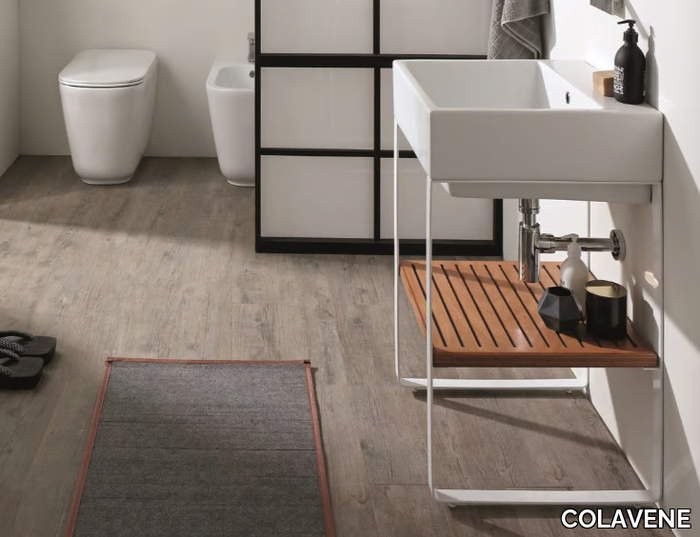 VOLANT - Floor-standing stainless steel vanity unit with integrated washbasin _ COLAVENE