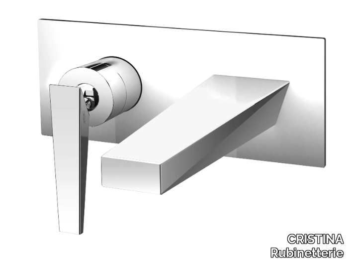 FRACTAL CRIFT256 - Wall-mounted single handle washbasin mixer with plate _ CRISTINA Rubinetterie