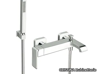 QUADRI S CRIQS100 - Wall-mounted single handle bathtub set with hand shower _ CRISTINA Rubinetterie