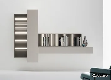 WALLOVER® COMPOSITION 25 - Wall-mounted sectional bookcase with built-in lights _ Caccaro