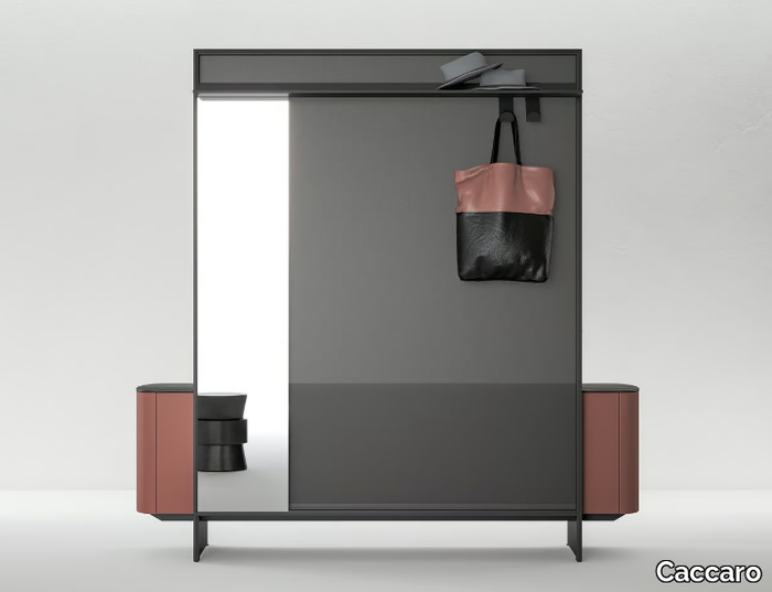 SIDE - Free standing sectional wooden hallway unit with mirror _ Caccaro