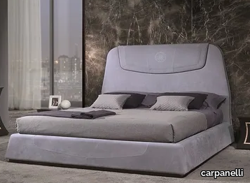 MADISON - Leather double bed with high headboard _ carpanelli