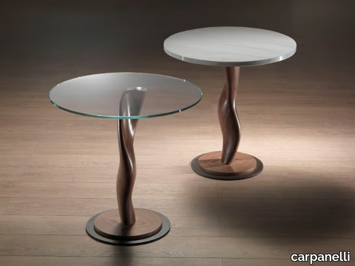 PISTILLO - Round wood and glass coffee table _ carpanelli