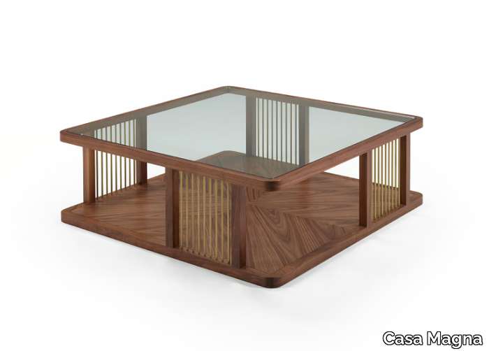 AUDREY - Square wood and glass coffee table _ Casa Magna