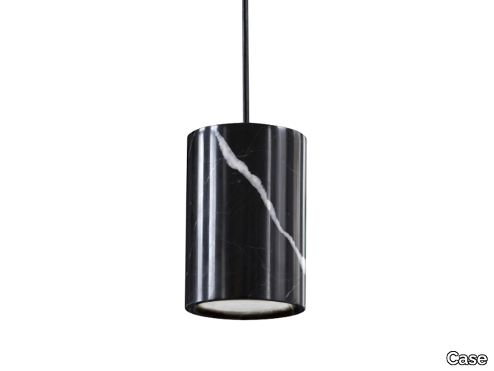 SOLID CYLINDRICAL - LED dimmable Nero Marquina marble pendant lamp _ Case