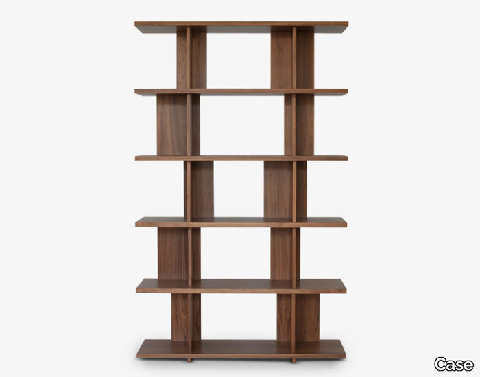 STRATA - Open freestanding double-sided walnut bookcase _ Case