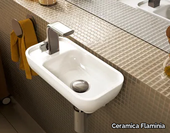 PASS - Rectangular wall-mounted ceramic handrinse basin _ Ceramica Flaminia