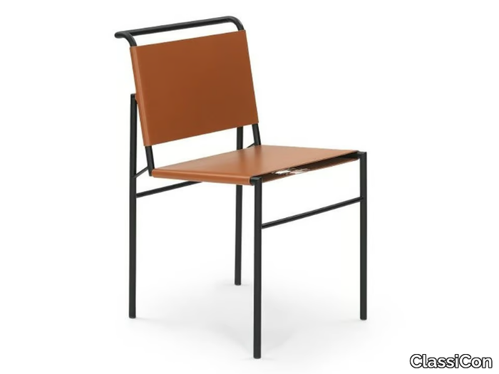 ROQUEBRUNE - Tanned leather chair with steel structure _ ClassiCon