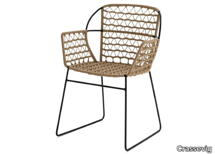 EMMA P/SB - Sled base steel and rope chair with armrests _ Crassevig