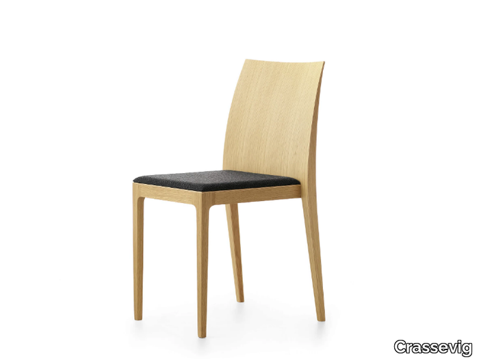 ANNA RS - Upholstered stackable wooden chair _ Crassevig