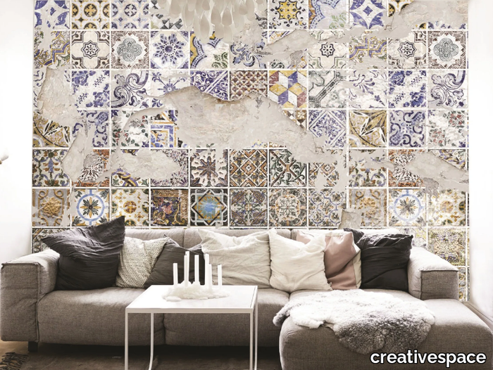 PLATE - Washable encaustic effect nonwoven wallpaper _ creativespace