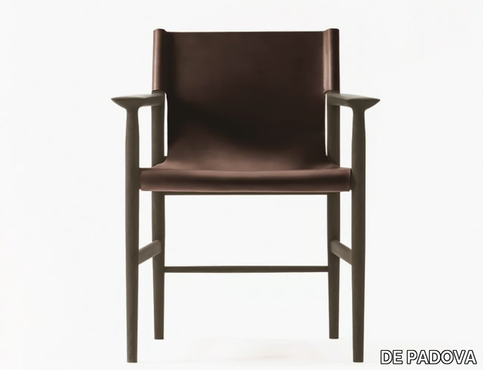 SUNSET - Chair with armrests in solid oak and leather _ DE PADOVA