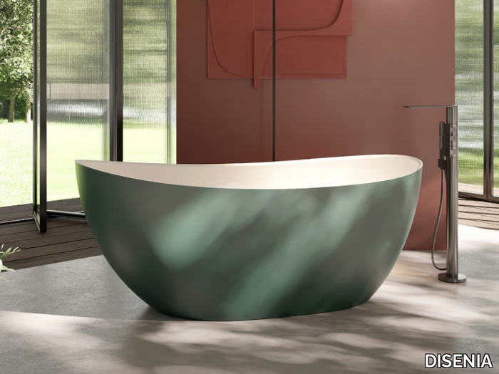 SEVEN - Freestanding oval Mineralux Stone bathtub _ DISENIA