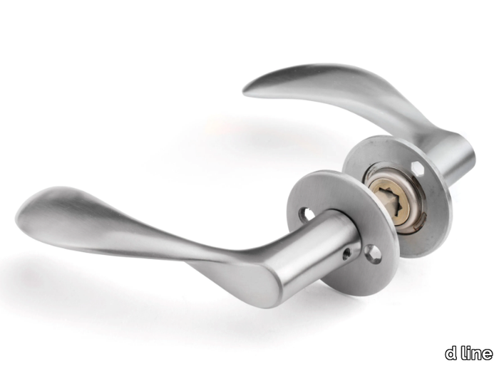 LEVER HANDLE AJ111 - Stainless steel door handle on rose _ d line