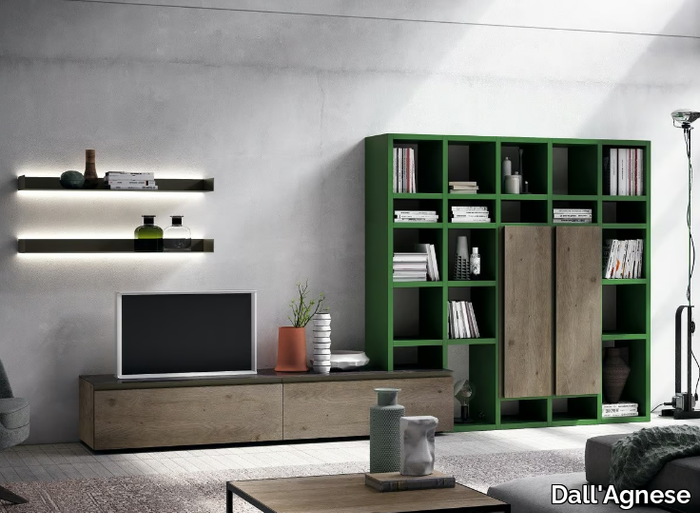 SPEED UP 01 - Wooden storage wall with integrated lighting _ Dall'Agnese