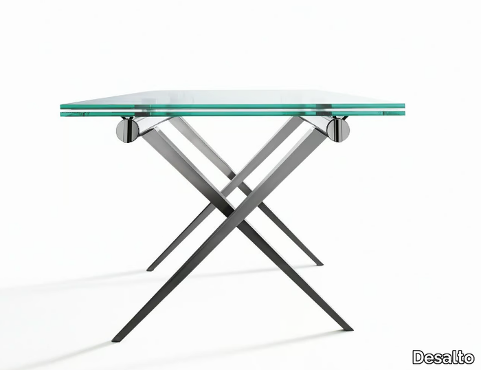 TENDER - Extending rectangular crystal and steel table _ Desalto