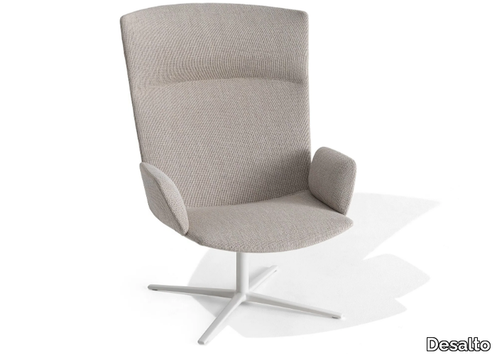 CALUM LOUNGE RELAX - Swivel fabric armchair with 4-spoke base high-back _ Desalto