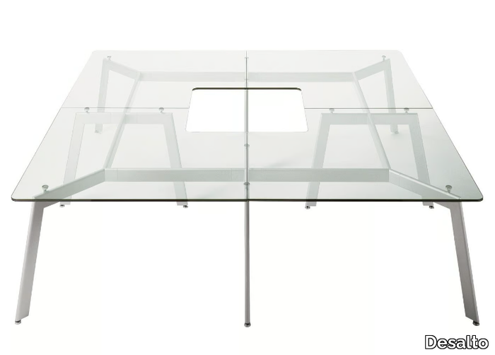 LINK - Glass and steel table _ Desalto