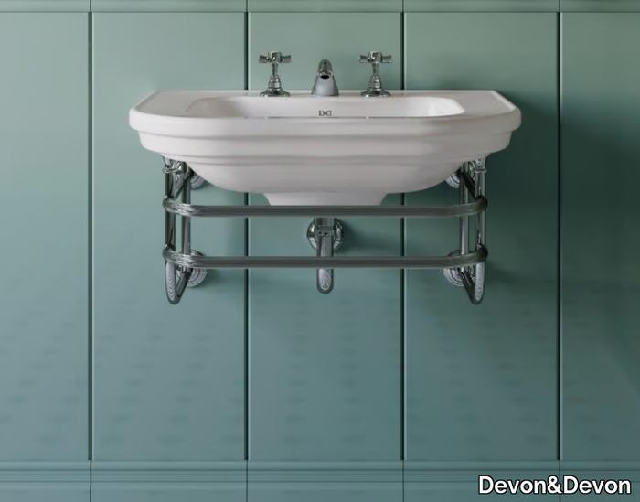 CLASSICA - Wall-mounted brass console sink with towel rail _ Devon&Devon