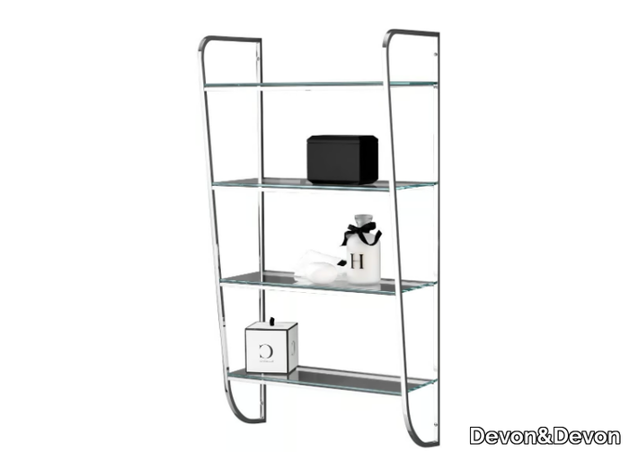 MAKE UP - Open glass and aluminium bathroom cabinet _ Devon&Devon