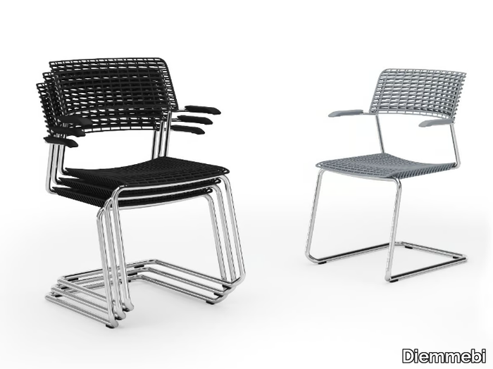 CALA - Metal and recycled polypropylene cantilever chair _ Diemmebi