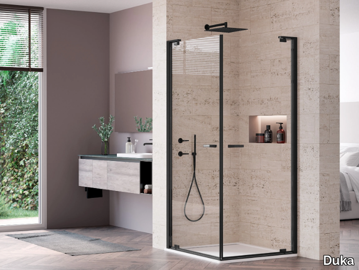 NATURA 4000 - A-EDT L/R - Corner shower cabin with pivot door _ Duka