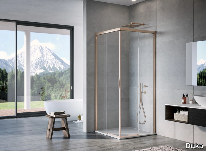 NATURA 4000 - AR-E2 L/R / A-E2 L/R - Corner rectangular crystal shower cabin _ Duka