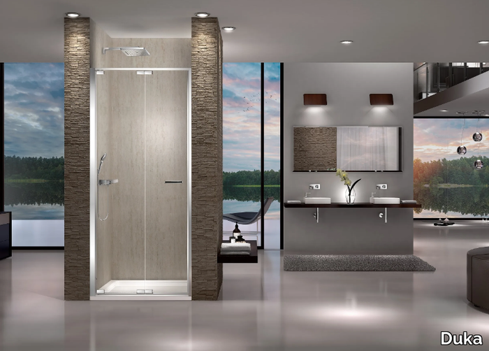 NATURA 4000 - AR-FPN L/R - Niche crystal shower cabin with folding door _ Duka