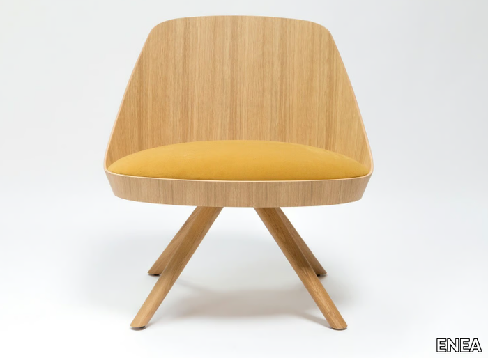 KAIAK LOUNGE SPIN WOOD - Trestle-based oak easy chair _ ENEA