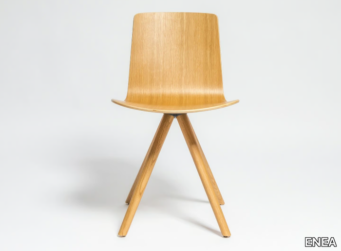 LOTTUS WOOD SPIN - Trestle-based wooden chair _ ENEA