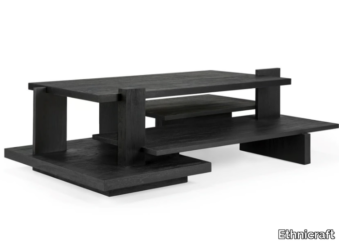 ABSTRACT - Rectangular low wooden coffee table with integrated magazine rack _ Ethnicraft
