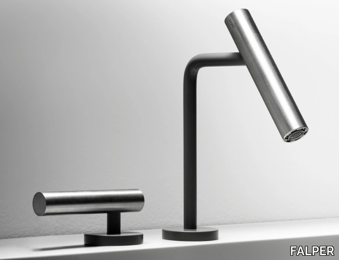 CILINDRO - 2 hole countertop stainless steel washbasin tap _ FALPER