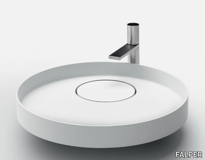 ECCENTRICO - Countertop round Cristalplant® washbasin _ FALPER