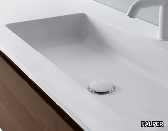 FLAT - Ceramilux® washbasin with integrated countertop _ FALPER