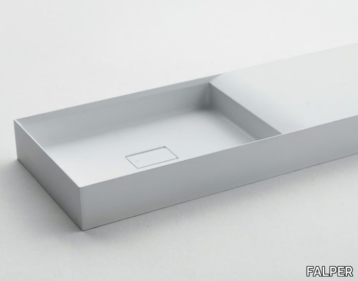 PURE - Rectangular Ceramilux® washbasin with integrated countertop _ FALPER