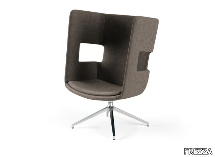 POPPEA SOFT - Swivel trestle-based fabric armchair high-back _ FREZZA