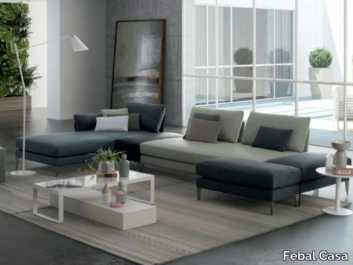 SPETTACOLO 02 - Sectional sofa with removable cover with chaise longue _ Febal Casa