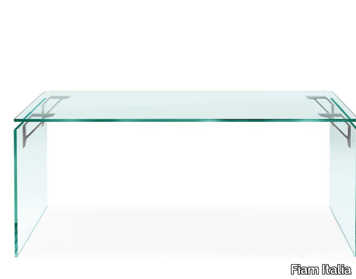 BRIGHT - Rectangular glass writing desk _ Fiam Italia