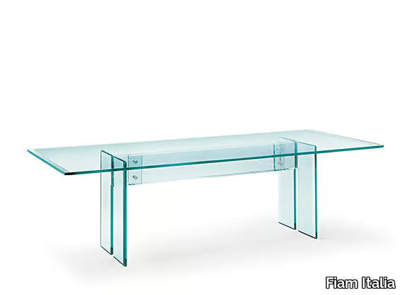 LLT HOME OFFICE - Rectangular glass writing desk _ Fiam Italia