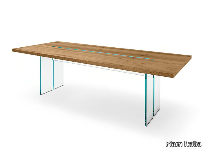 LLT WOOD - Rectangular wood and glass table _ Fiam Italia