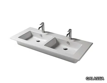 EDEN - 121 CM - Double rectangular ceramic washbasin _ GALASSIA