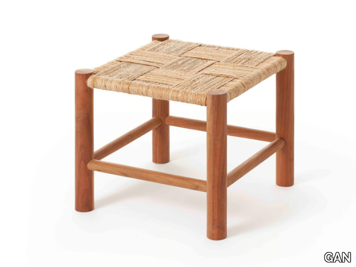 ROOTS SINGLE STOOL 03 - Low stool in acacia and jute wood _ GAN