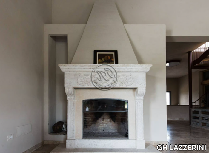 Fireplace 9 - Wall-mounted wood-burning natural stone fireplace _ GH LAZZERINI