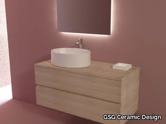 MOLE 100 - Single wall-mounted wooden vanity unit with drawers _ GSG Ceramic Design