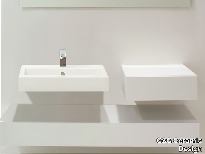 QUAD - Wall-mounted ceramic washbasin _ GSG Ceramic Design