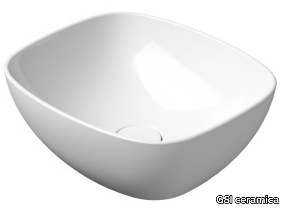 NUBES 40X35 - Countertop rectangular ceramic washbasin _ GSI ceramica