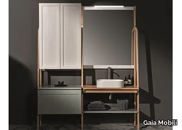 AREA - Floor-standing sectional ash vanity unit with mirror _ Gaia Mobili
